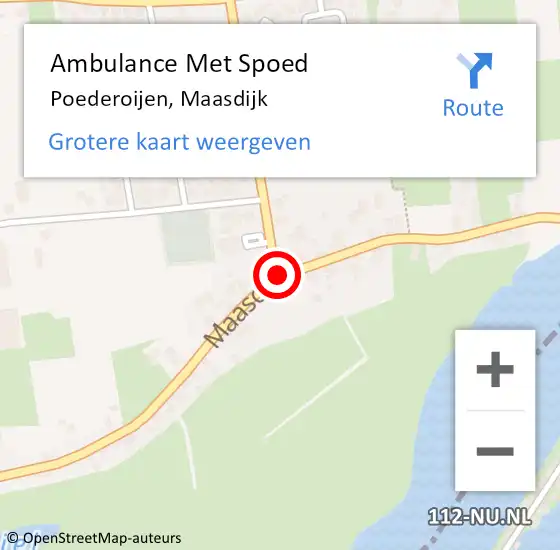 Locatie op kaart van de 112 melding: Ambulance Met Spoed Naar Poederoijen, Maasdijk op 10 september 2019 18:54
