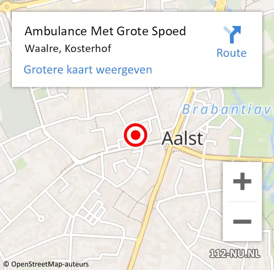 Locatie op kaart van de 112 melding: Ambulance Met Grote Spoed Naar Waalre, Kosterhof op 10 september 2019 21:12