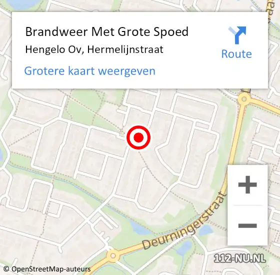 Locatie op kaart van de 112 melding: Brandweer Met Grote Spoed Naar Hengelo Ov, Hermelijnstraat op 10 september 2019 23:34