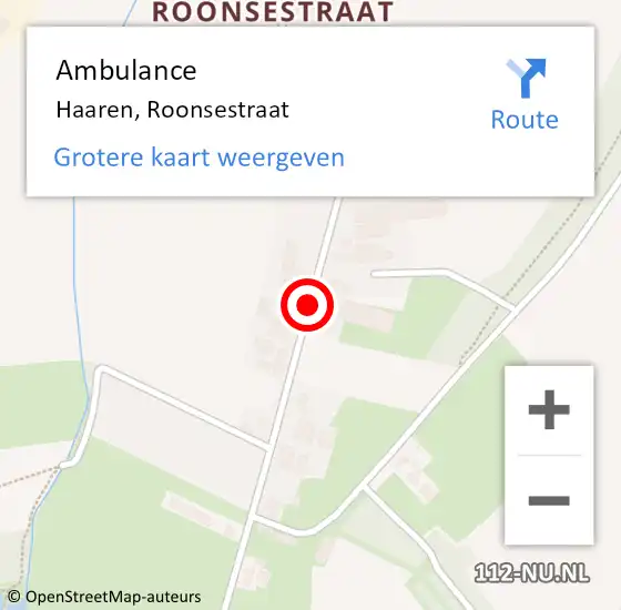 Locatie op kaart van de 112 melding: Ambulance Haaren, Roonsestraat op 11 september 2019 01:45