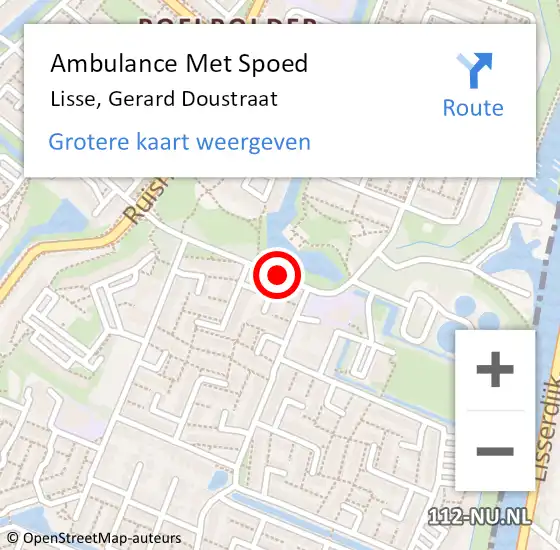 Locatie op kaart van de 112 melding: Ambulance Met Spoed Naar Lisse, Gerard Doustraat op 11 september 2019 04:04
