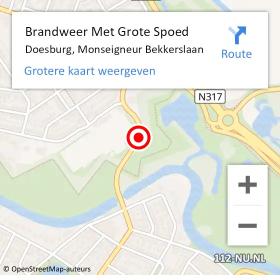 Locatie op kaart van de 112 melding: Brandweer Met Grote Spoed Naar Doesburg, Monseigneur Bekkerslaan op 11 september 2019 07:16