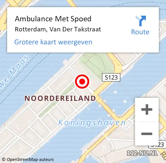 Locatie op kaart van de 112 melding: Ambulance Met Spoed Naar Rotterdam, Van der Takstraat op 11 september 2019 08:31