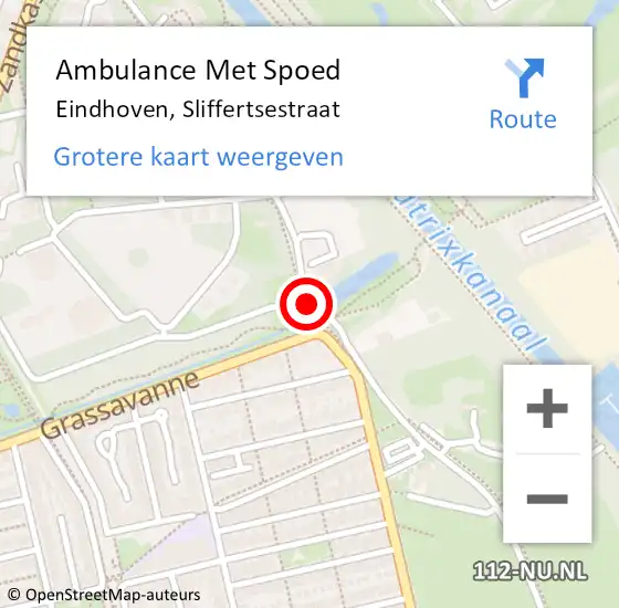 Locatie op kaart van de 112 melding: Ambulance Met Spoed Naar Eindhoven, Sliffertsestraat op 11 september 2019 08:58