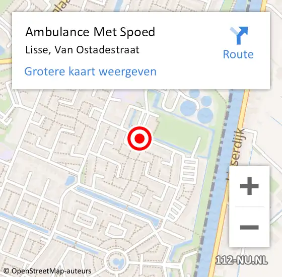 Locatie op kaart van de 112 melding: Ambulance Met Spoed Naar Lisse, Van Ostadestraat op 11 september 2019 09:11