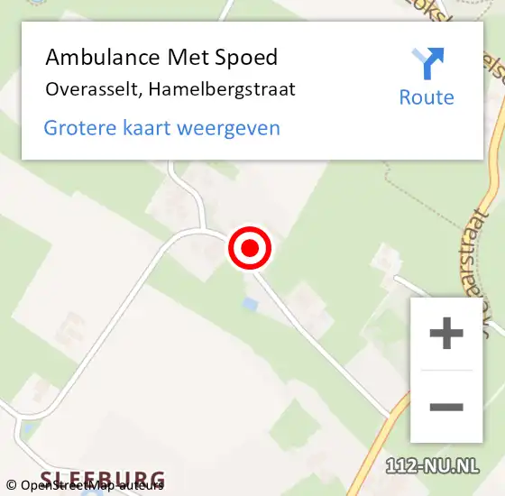 Locatie op kaart van de 112 melding: Ambulance Met Spoed Naar Overasselt, Hamelbergstraat op 13 april 2014 12:44