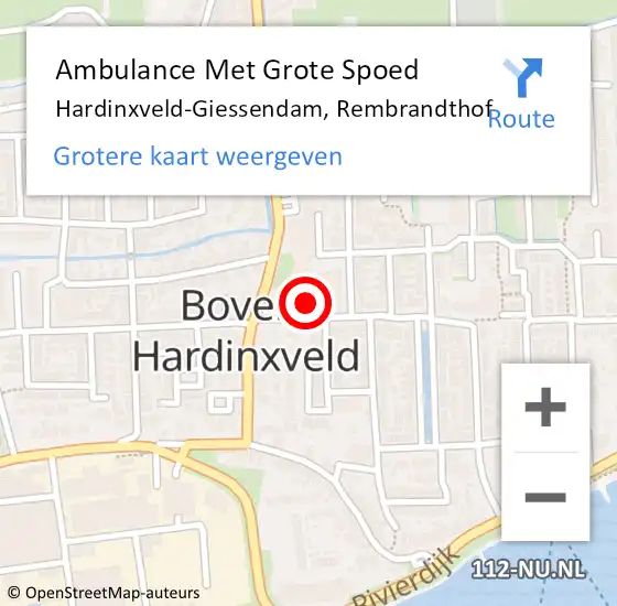 Locatie op kaart van de 112 melding: Ambulance Met Grote Spoed Naar Hardinxveld-Giessendam, Rembrandthof op 11 september 2019 09:16