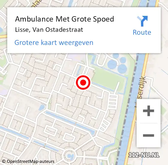 Locatie op kaart van de 112 melding: Ambulance Met Grote Spoed Naar Lisse, Van Ostadestraat op 11 september 2019 09:40