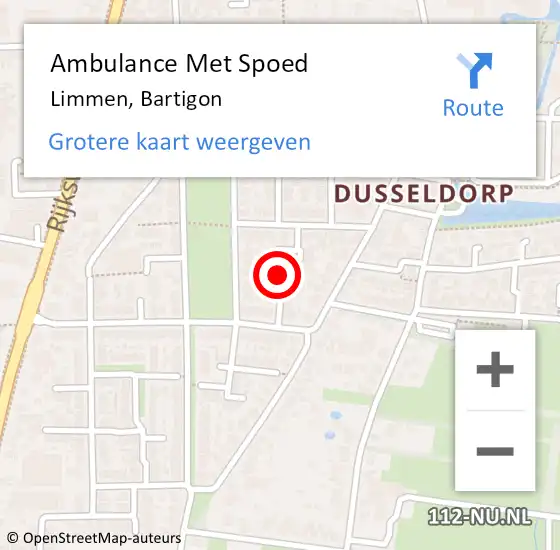Locatie op kaart van de 112 melding: Ambulance Met Spoed Naar Limmen, Bartigon op 11 september 2019 09:49