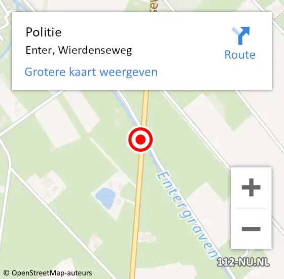 Locatie op kaart van de 112 melding: Politie Enter, Wierdenseweg op 11 september 2019 10:05