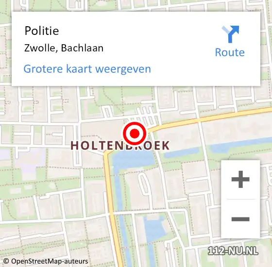 Locatie op kaart van de 112 melding: Politie Zwolle, Bachlaan op 11 september 2019 10:54