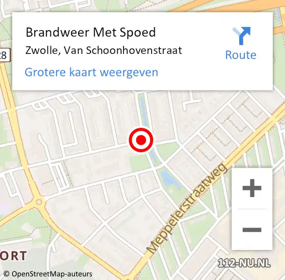 Locatie op kaart van de 112 melding: Brandweer Met Spoed Naar Zwolle, Van Schoonhovenstraat op 11 september 2019 11:40