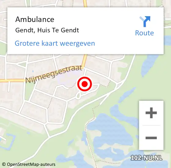 Locatie op kaart van de 112 melding: Ambulance Gendt, Huis Te Gendt op 11 september 2019 12:06