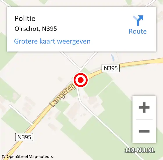 Locatie op kaart van de 112 melding: Politie Oirschot, N395 op 11 september 2019 12:16
