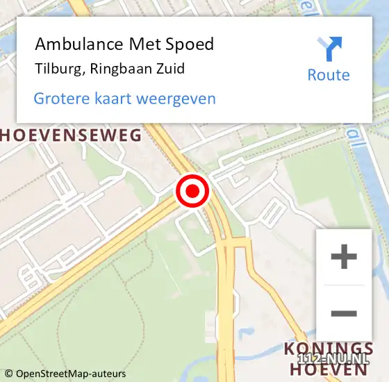 Locatie op kaart van de 112 melding: Ambulance Met Spoed Naar Tilburg, Ringbaan Zuid op 11 september 2019 12:43