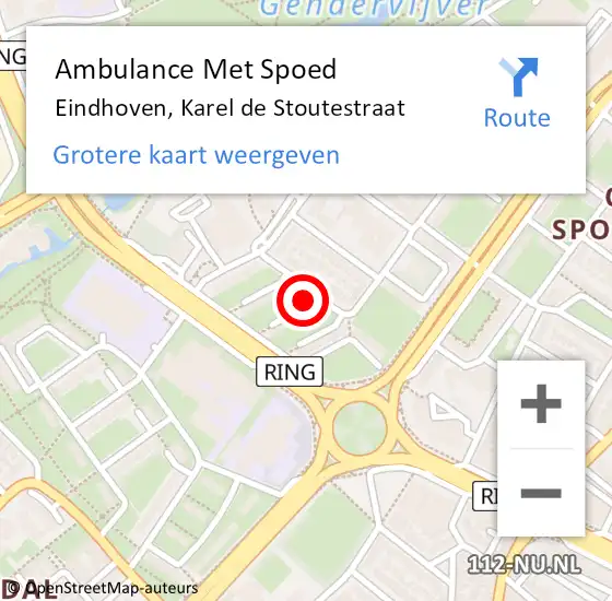 Locatie op kaart van de 112 melding: Ambulance Met Spoed Naar Eindhoven, Karel de Stoutestraat op 11 september 2019 12:58