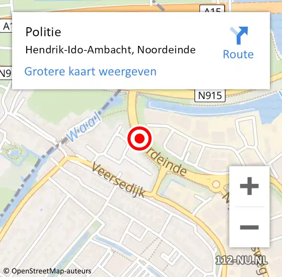 Locatie op kaart van de 112 melding: Politie Hendrik-Ido-Ambacht, Noordeinde op 11 september 2019 13:43