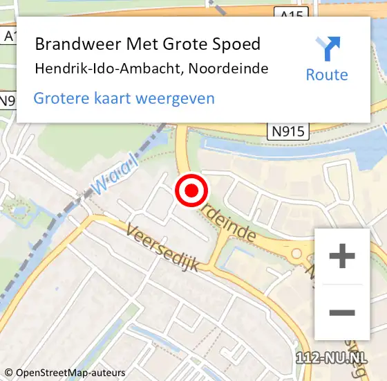 Locatie op kaart van de 112 melding: Brandweer Met Grote Spoed Naar Hendrik-Ido-Ambacht, Noordeinde op 11 september 2019 13:46