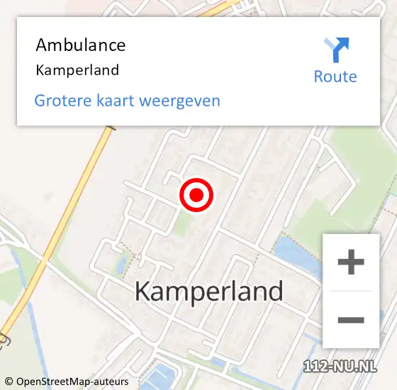 Locatie op kaart van de 112 melding: Ambulance Kamperland op 11 september 2019 13:55