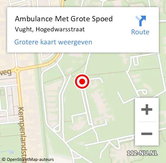 Locatie op kaart van de 112 melding: Ambulance Met Grote Spoed Naar Vught, Hogedwarsstraat op 11 september 2019 14:36
