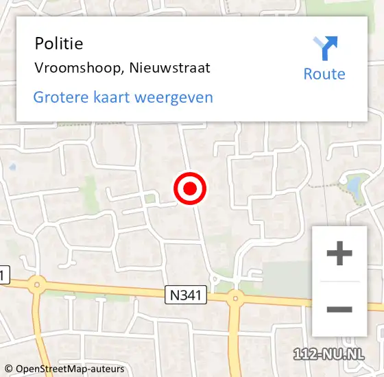 Locatie op kaart van de 112 melding: Politie Vroomshoop, Nieuwstraat op 11 september 2019 15:15