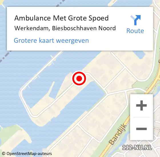 Locatie op kaart van de 112 melding: Ambulance Met Grote Spoed Naar Werkendam, Biesboschhaven Noord op 11 september 2019 15:30
