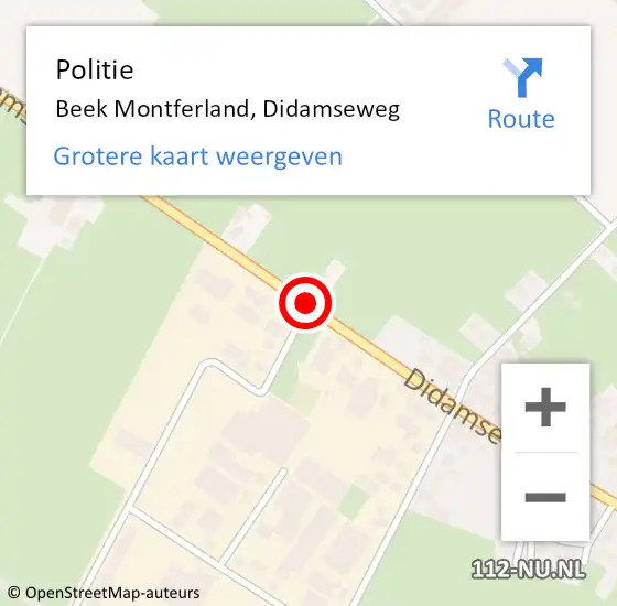Locatie op kaart van de 112 melding: Politie Beek Montferland, Didamseweg op 11 september 2019 15:33