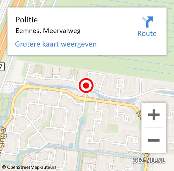 Locatie op kaart van de 112 melding: Politie Eemnes, Meervalweg op 11 september 2019 15:46