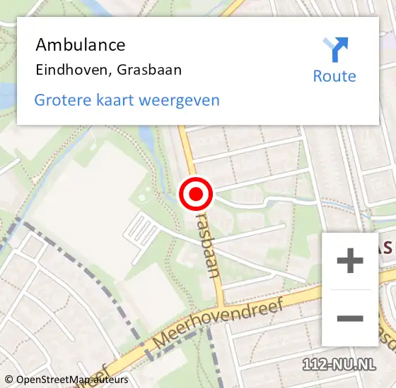 Locatie op kaart van de 112 melding: Ambulance Eindhoven, Grasbaan op 11 september 2019 15:52