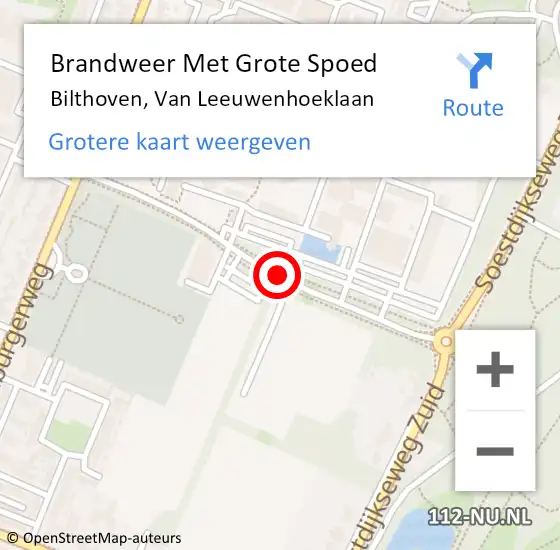 Locatie op kaart van de 112 melding: Brandweer Met Grote Spoed Naar Bilthoven, Van Leeuwenhoeklaan op 11 september 2019 17:42