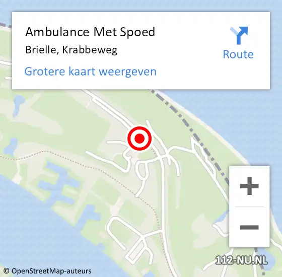 Locatie op kaart van de 112 melding: Ambulance Met Spoed Naar Brielle, Krabbeweg op 11 september 2019 17:57