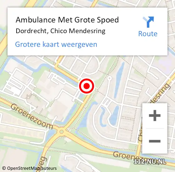 Locatie op kaart van de 112 melding: Ambulance Met Grote Spoed Naar Dordrecht, Chico Mendesring op 11 september 2019 18:21