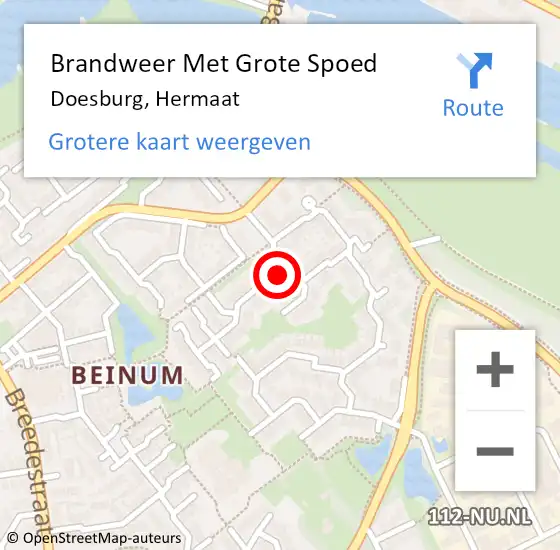 Locatie op kaart van de 112 melding: Brandweer Met Grote Spoed Naar Doesburg, Hermaat op 11 september 2019 18:50