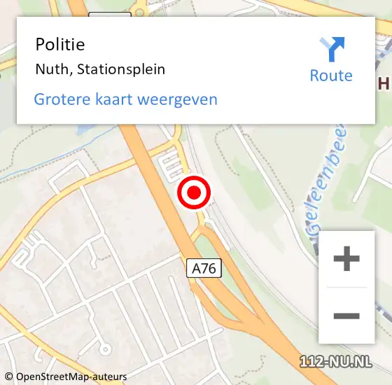 Locatie op kaart van de 112 melding: Politie Nuth, Stationsplein op 11 september 2019 18:52
