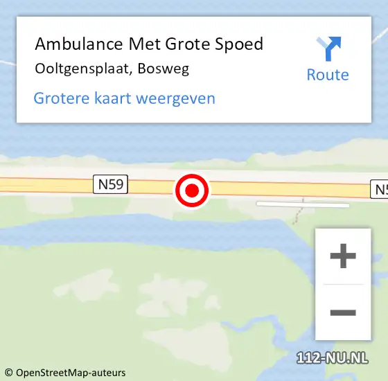 Locatie op kaart van de 112 melding: Ambulance Met Grote Spoed Naar Ooltgensplaat, Bosweg op 11 september 2019 19:09