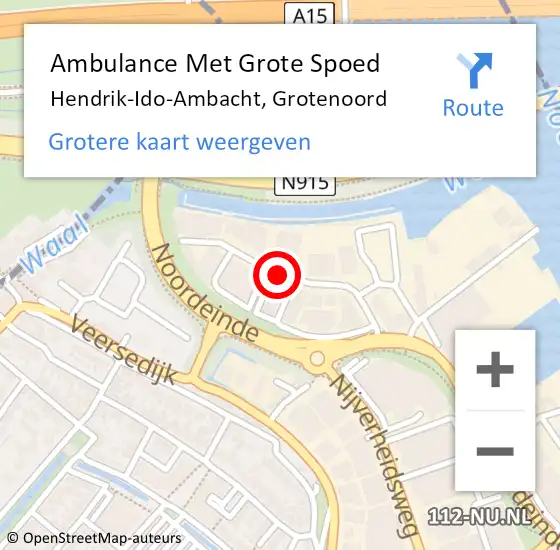 Locatie op kaart van de 112 melding: Ambulance Met Grote Spoed Naar Hendrik-Ido-Ambacht, Grotenoord op 11 september 2019 19:59