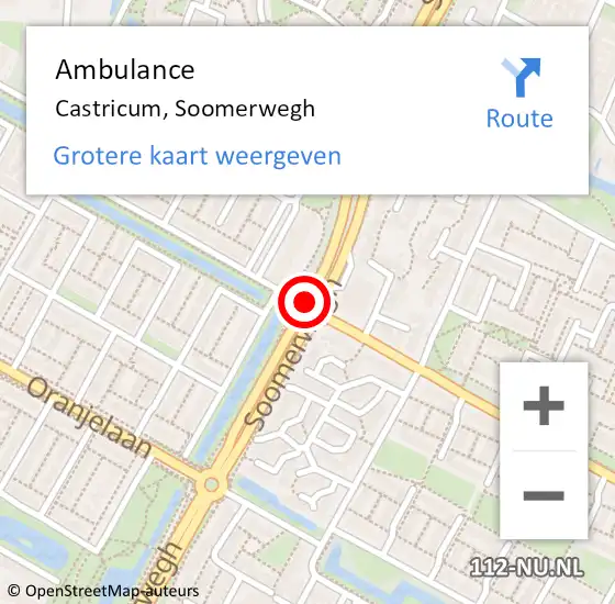 Locatie op kaart van de 112 melding: Ambulance Castricum, Soomerwegh op 11 september 2019 20:05
