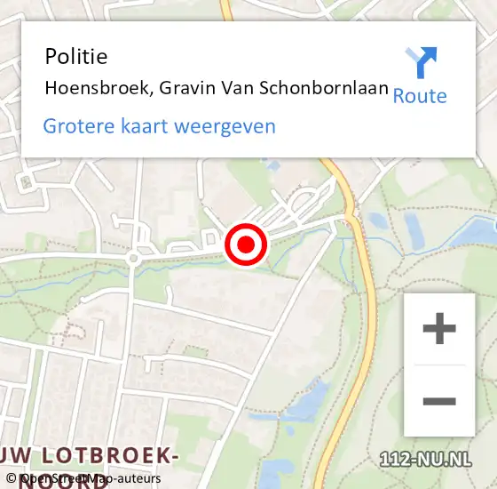 Locatie op kaart van de 112 melding: Politie Hoensbroek, Gravin Van Schonbornlaan op 11 september 2019 20:25