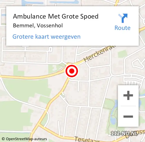 Locatie op kaart van de 112 melding: Ambulance Met Grote Spoed Naar Bemmel, Vossenhol op 11 september 2019 20:53