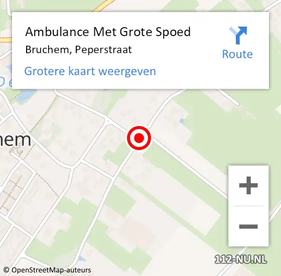 Locatie op kaart van de 112 melding: Ambulance Met Grote Spoed Naar Bruchem, Peperstraat op 12 september 2019 01:50