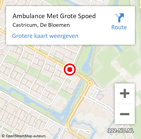 Locatie op kaart van de 112 melding: Ambulance Met Grote Spoed Naar Castricum, De Bloemen op 12 september 2019 03:42