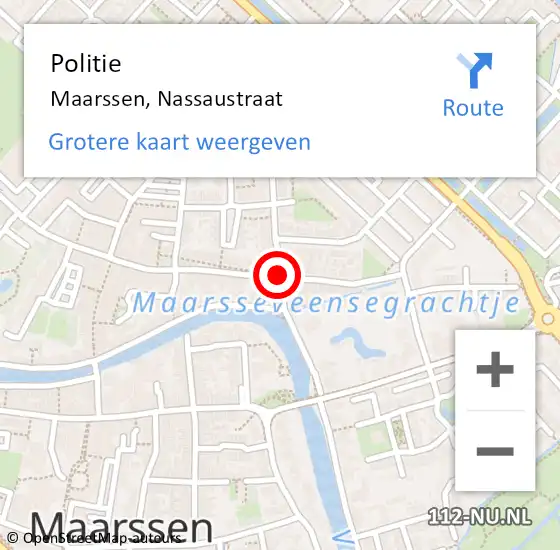 Locatie op kaart van de 112 melding: Politie Maarssen, Nassaustraat op 12 september 2019 08:39