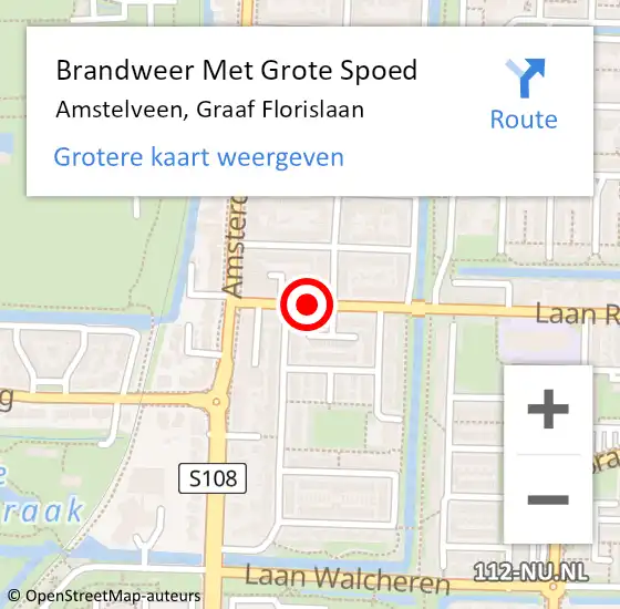 Locatie op kaart van de 112 melding: Brandweer Met Grote Spoed Naar Amstelveen, Graaf Florislaan op 12 september 2019 11:37