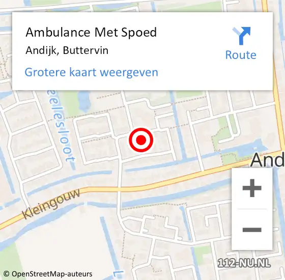 Locatie op kaart van de 112 melding: Ambulance Met Spoed Naar Andijk, Buttervin op 12 september 2019 11:41
