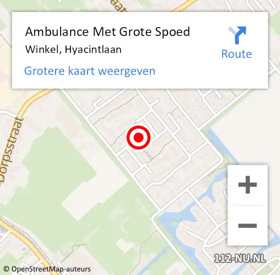 Locatie op kaart van de 112 melding: Ambulance Met Grote Spoed Naar Winkel, Hyacintlaan op 12 september 2019 11:48