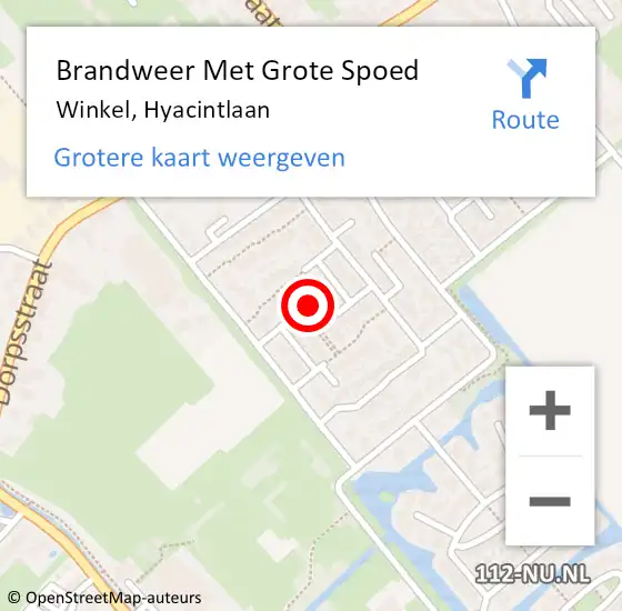 Locatie op kaart van de 112 melding: Brandweer Met Grote Spoed Naar Winkel, Hyacintlaan op 12 september 2019 12:05