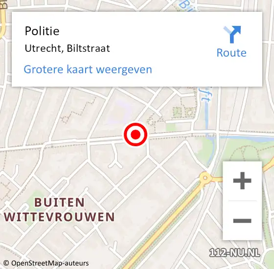 Locatie op kaart van de 112 melding: Politie Utrecht, Biltstraat op 12 september 2019 12:07