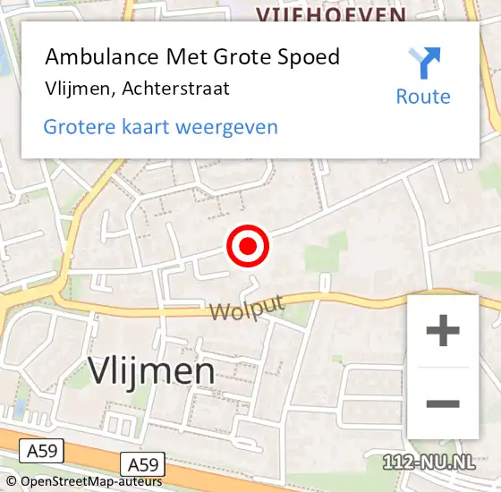 Locatie op kaart van de 112 melding: Ambulance Met Grote Spoed Naar Vlijmen, Achterstraat op 12 september 2019 14:27