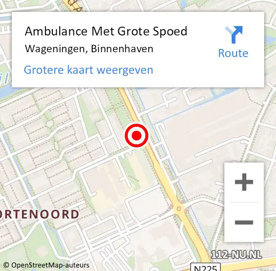 Locatie op kaart van de 112 melding: Ambulance Met Grote Spoed Naar Wageningen, Binnenhaven op 12 september 2019 14:36