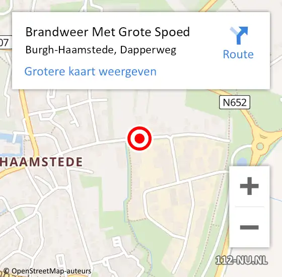 Locatie op kaart van de 112 melding: Brandweer Met Grote Spoed Naar Burgh-Haamstede, Dapperweg op 12 september 2019 15:35